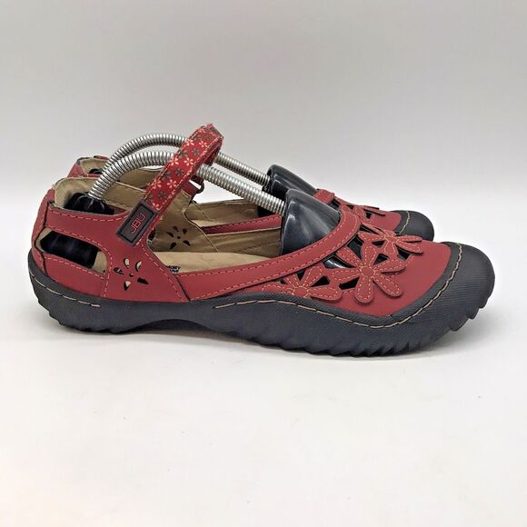JBU by Jambu Wildflower Mary Jane 7.5M Red Floral Cut Out Non-Slip Comfort Shoe - Picture 1 of 11